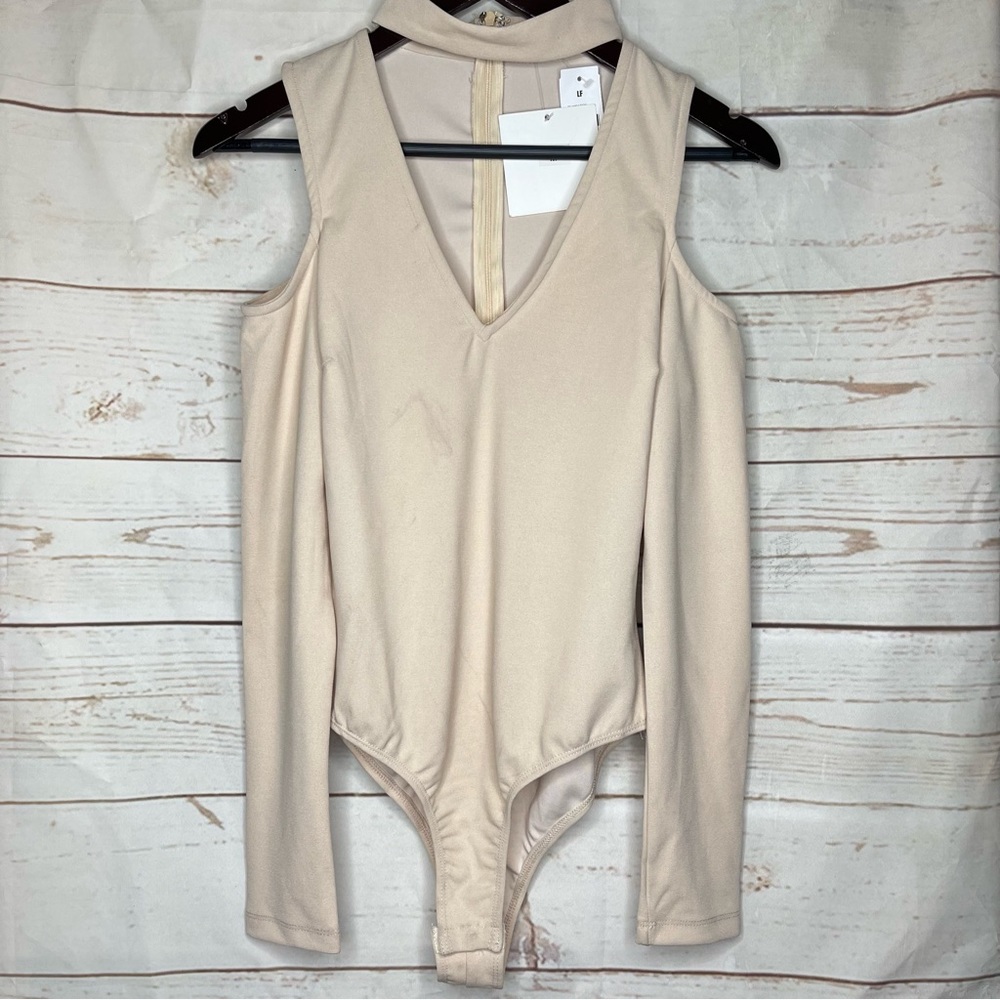 SEEK The Label • Bodysuit • Long Sleeve • Cold Shoulder • Tan • Medium